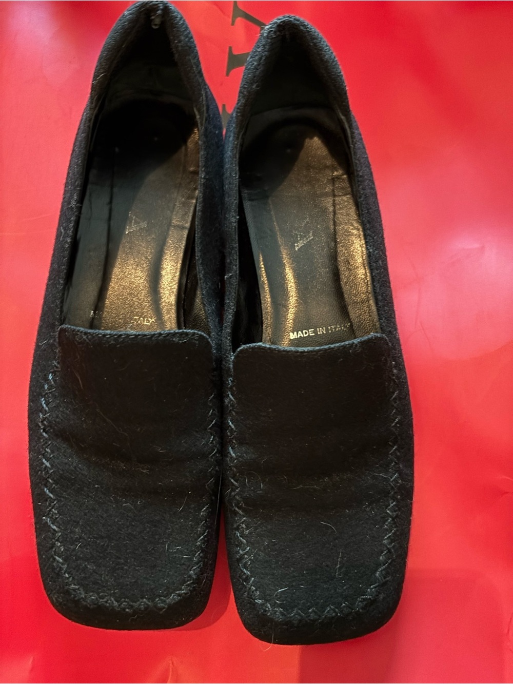 Prada Black Feltro Slip-On Loafers